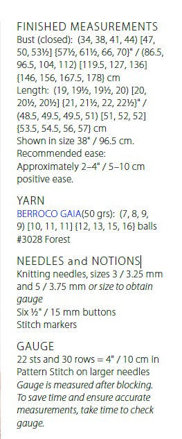 Berroco Sintra Cardigan Knitting Pattern
