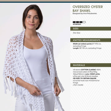 Tahki Yarns Oversized Oyster Bay Shawl Knitting Pattern