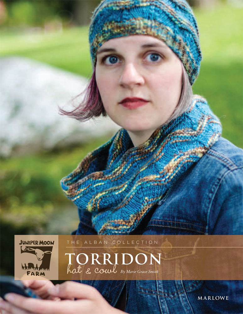 Torridon Hat & Cowl in Juniper Moon Marlowe Jeweltones & Marlowe Dappled