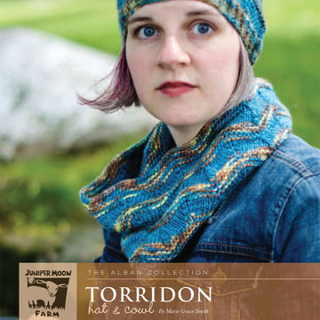 Torridon Hat & Cowl in Juniper Moon Marlowe Jeweltones & Marlowe Dappled
