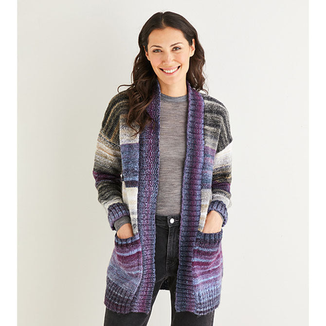 Sirdar Wide Rib Longline Cardigan Knitting Pattern