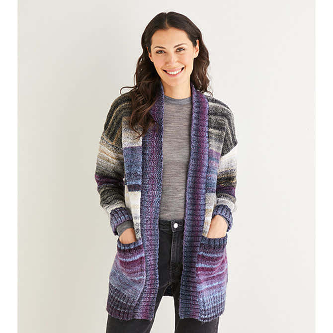 Sirdar Wide Rib Longline Cardigan Knitting Pattern