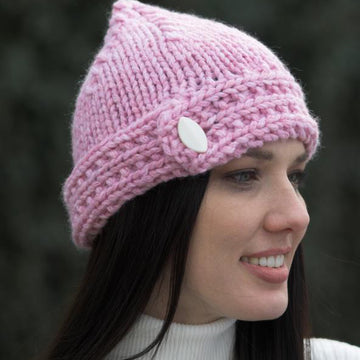 Buttoned Hat and Mittens Knitting Pattern