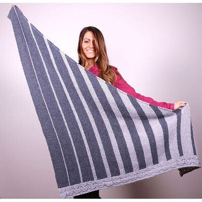 Plymouth Yarn 3047 Two Color Shawl Wrap Knitting Pattern