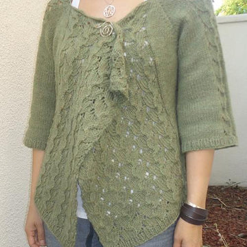 #102 Drape-Front Top-Down Lacy Cardigan
