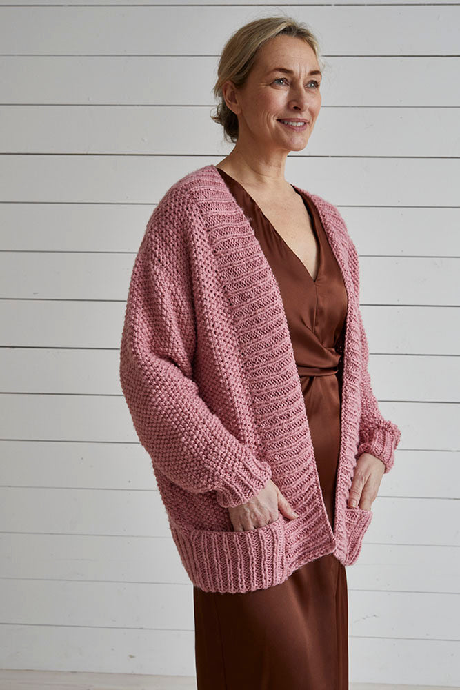 Debbie Bliss Moss Stitch Jacket with Deep Rib Bands Knitting Pattern