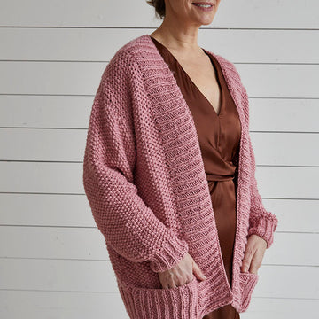 Debbie Bliss Moss Stitch Jacket with Deep Rib Bands Knitting Pattern