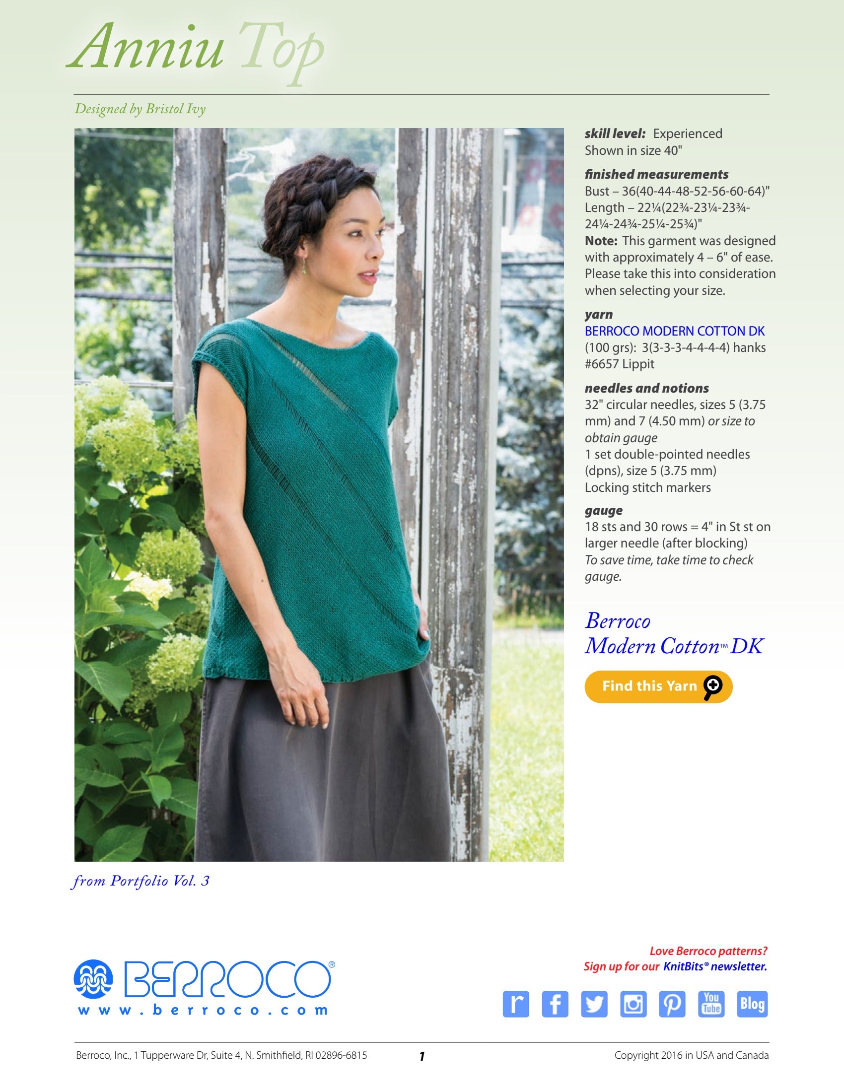 Berroco Anniu Top Jumper Knitting Pattern