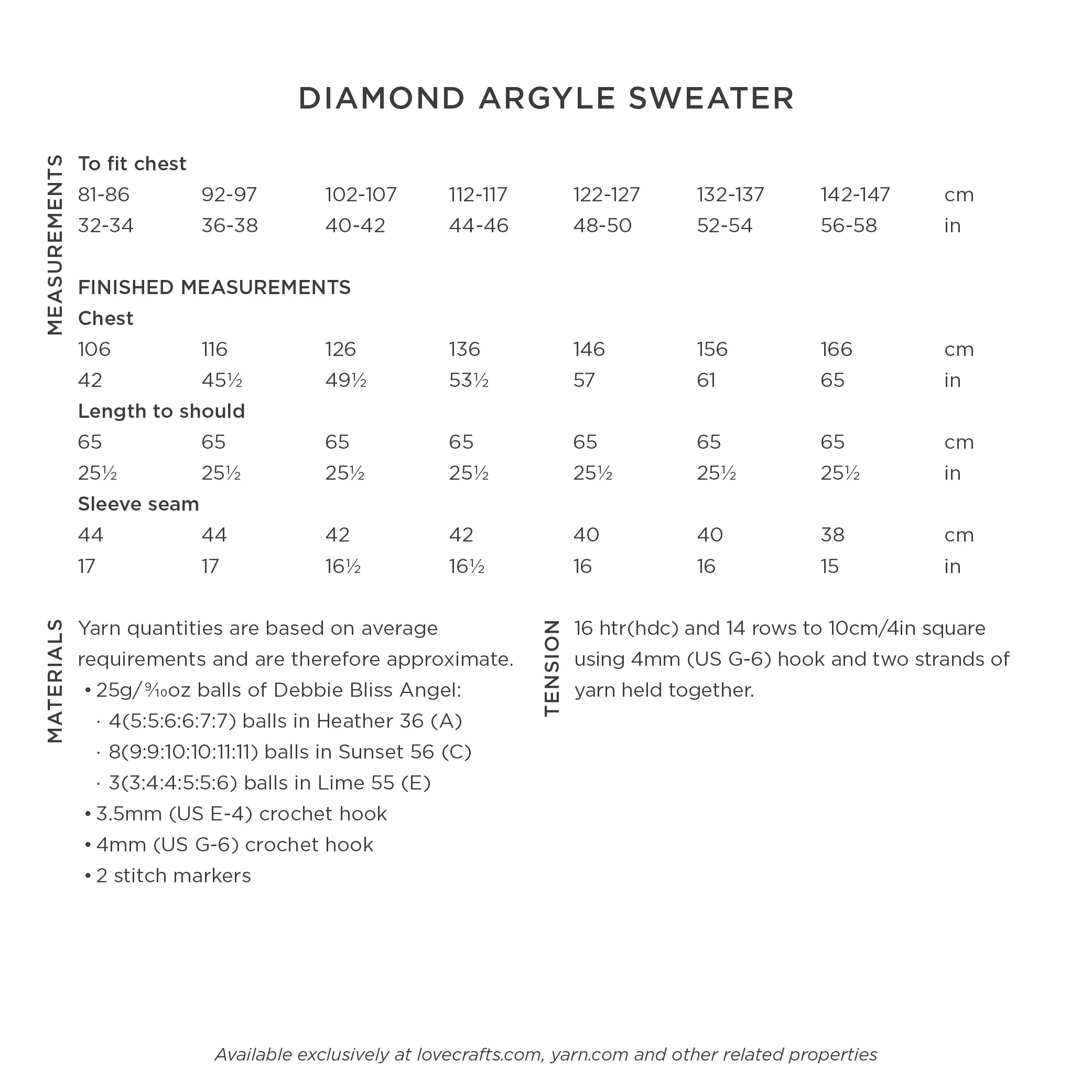 Debbie Bliss Diamond Argyle Sweater Crochet Pattern