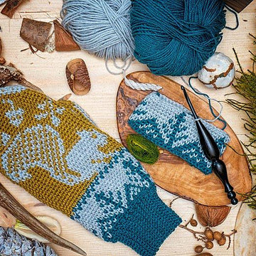 Squirrel Fair Isle Crochet Mittens