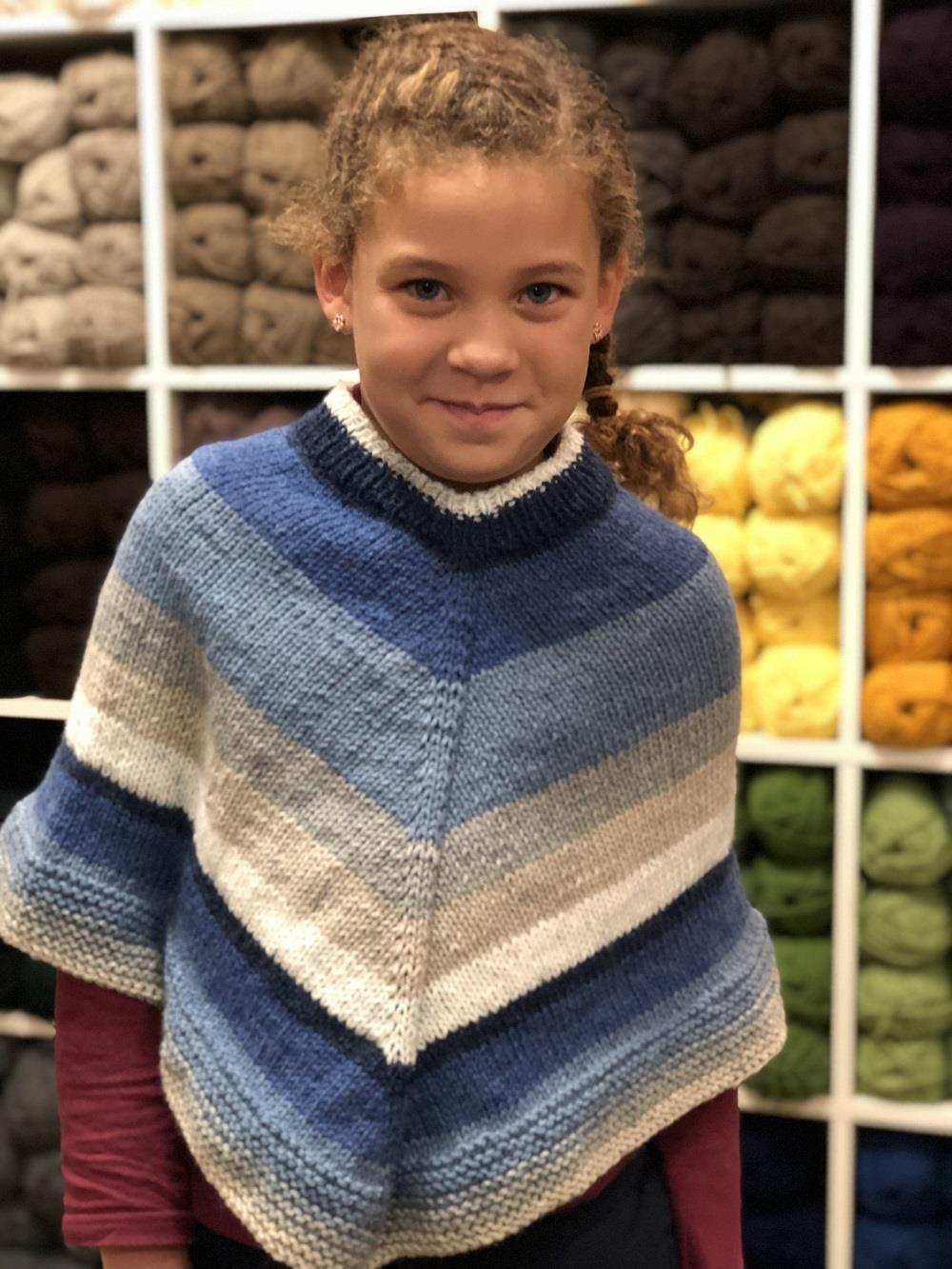 Plymouth Yarn Girl's Poncho Cape Knitting Pattern