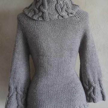 #90 Chic Cables and Lace Cowl Neck