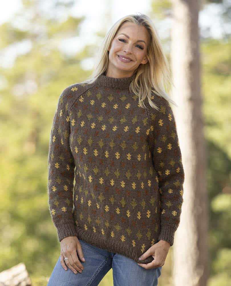 Prudie Sweater In Brown in Viking Garn Viking Wool