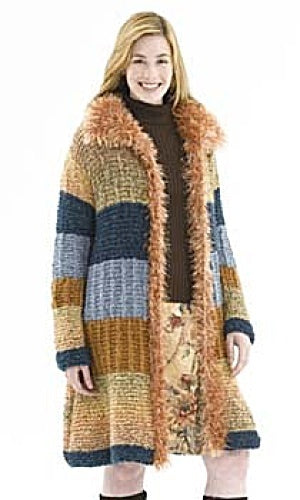 Plush Patchwork Coat in Lion Brand Homespun and Fun Fur - 40010-2 PDF