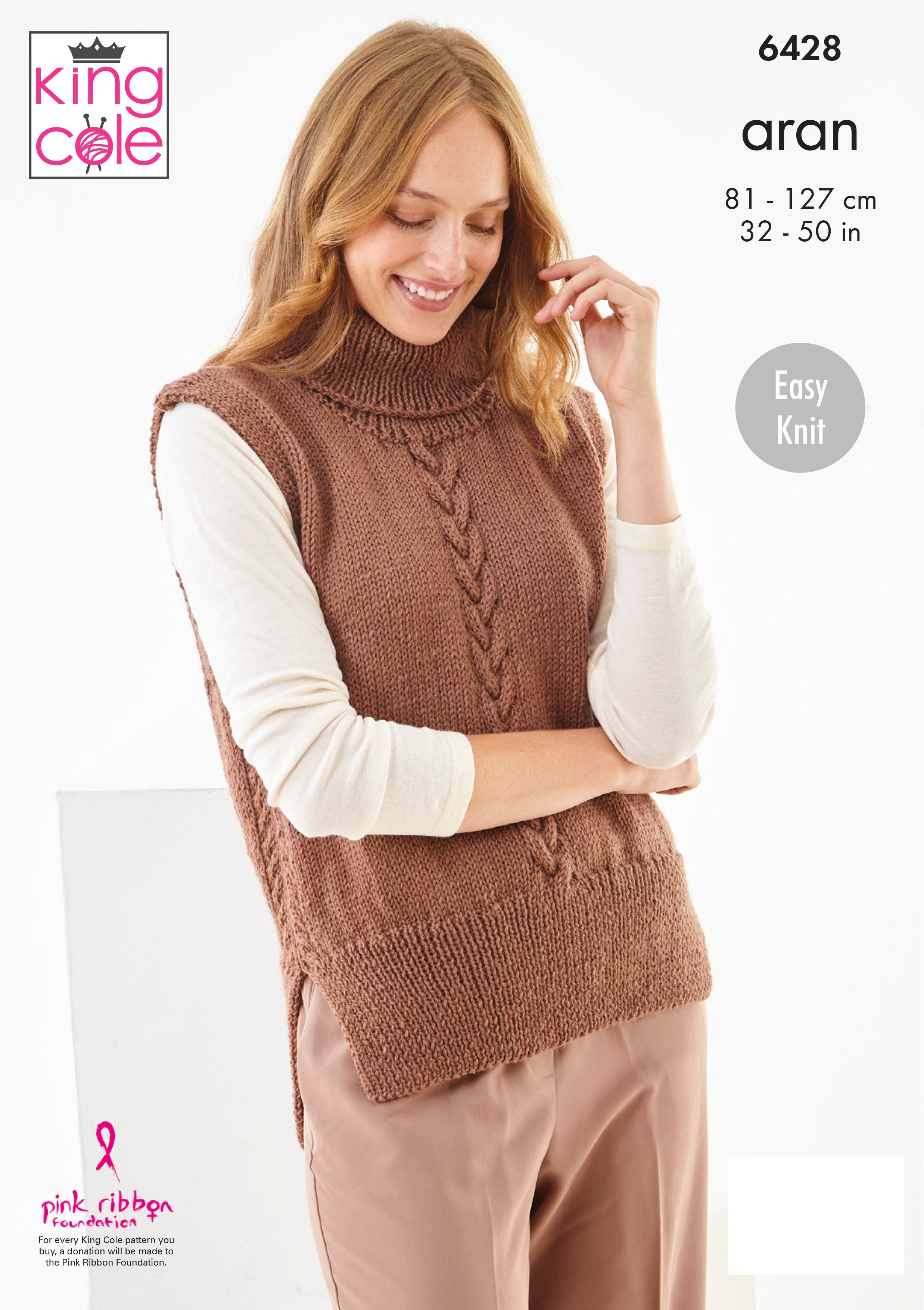 Slipover and Waistcoat in King Cole Wool Aran - 6428 - Leaflet