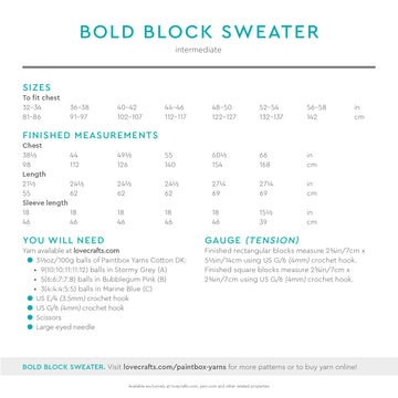 Paintbox Yarns Bold Block Sweater Crochet Pattern