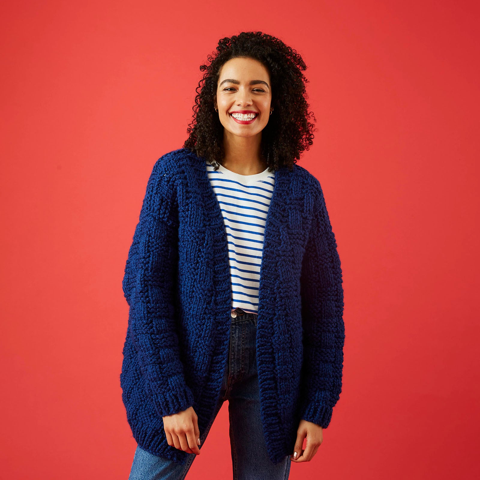 Paintbox Yarns Basket Weave Cardigan Knitting Pattern