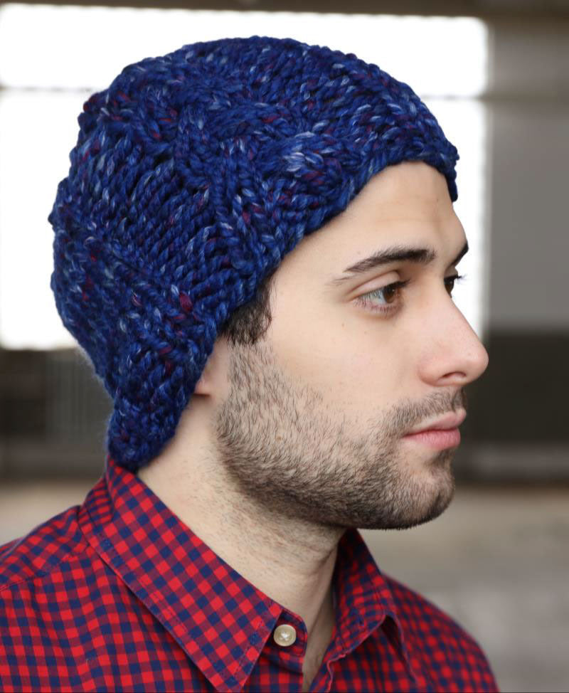 Cabled Hat in Plymouth Yarn Encore Mega Colorspun - F718 - PDF