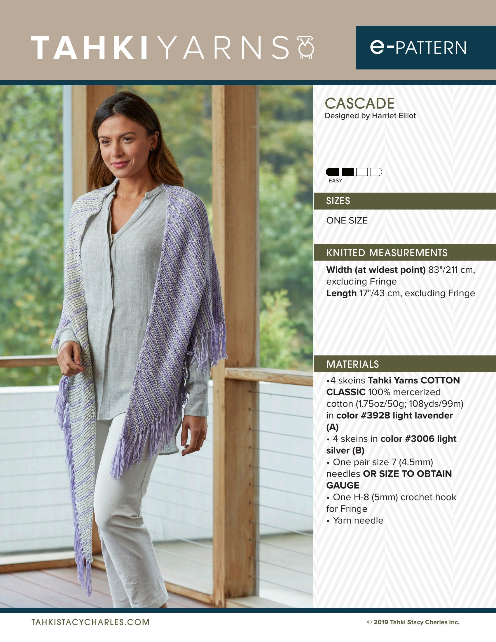 Knitting Shawl Pattern PDF Download – Tahki Yarns Cascade