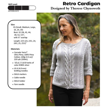 Cascade Yarns DK Retro Cardigan Knitting Pattern