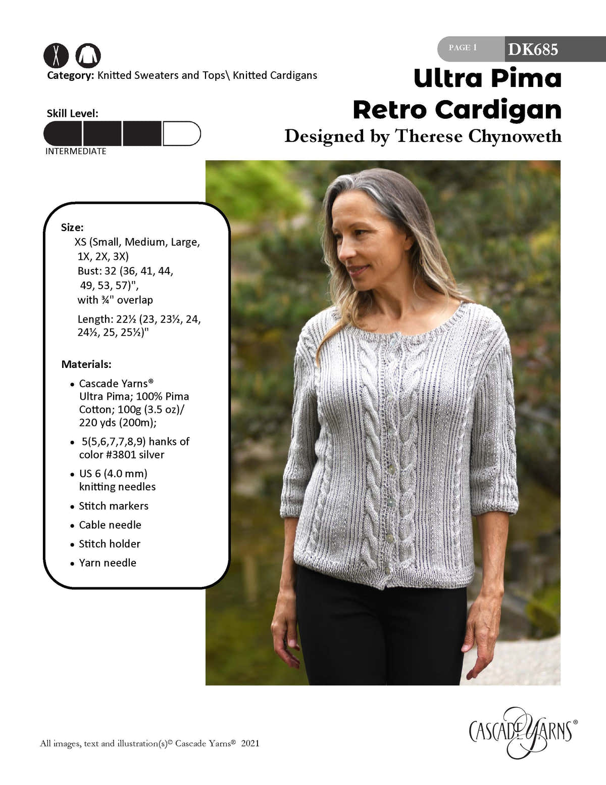 Cascade Yarns DK Retro Cardigan Knitting Pattern