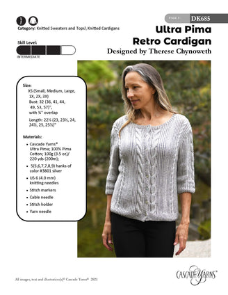 Cascade Yarns DK Retro Cardigan Knitting Pattern