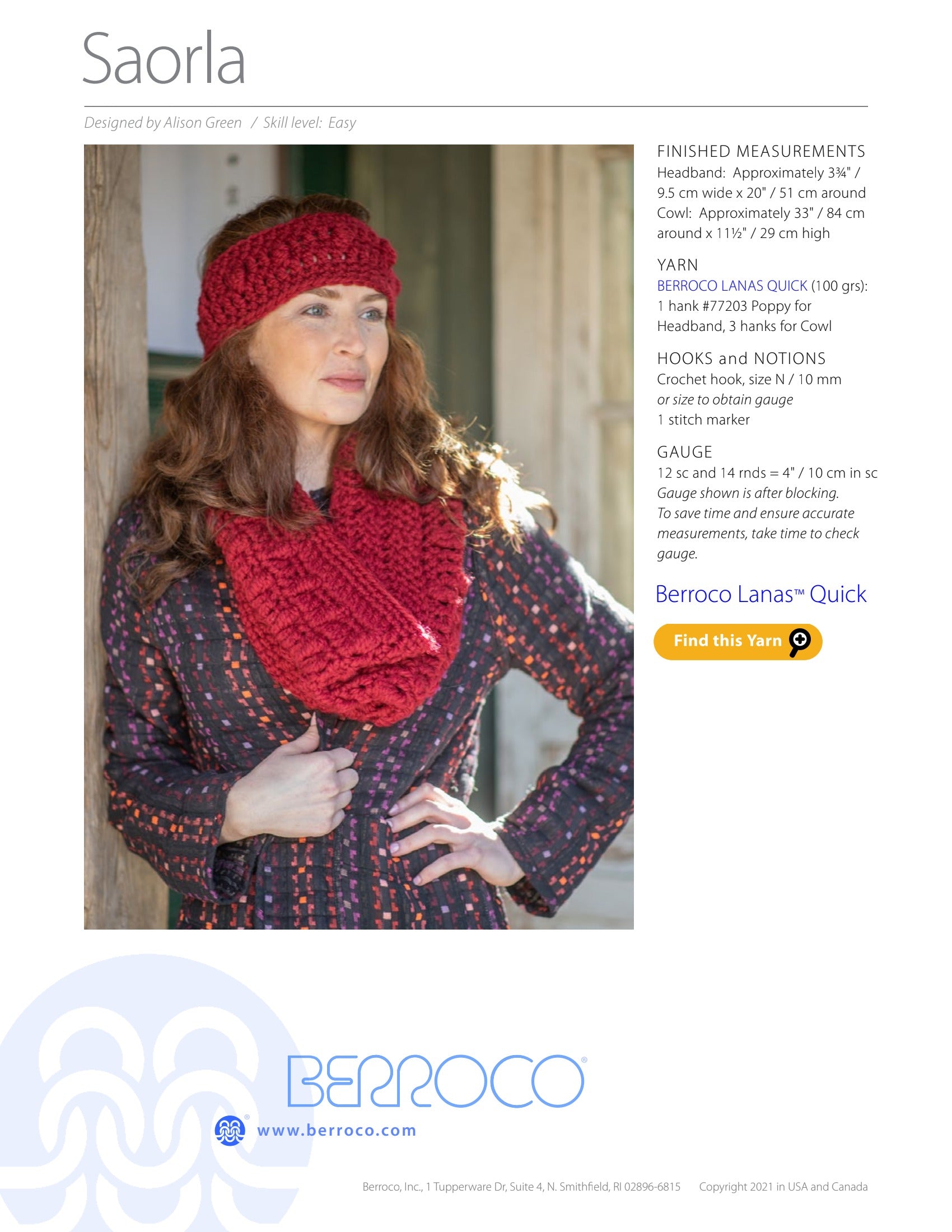 Berroco Saorla Accessory Crochet Pattern