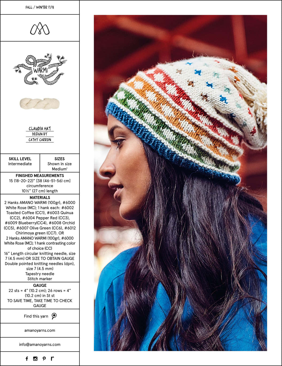AMANO Claudia Hat Knitting Pattern
