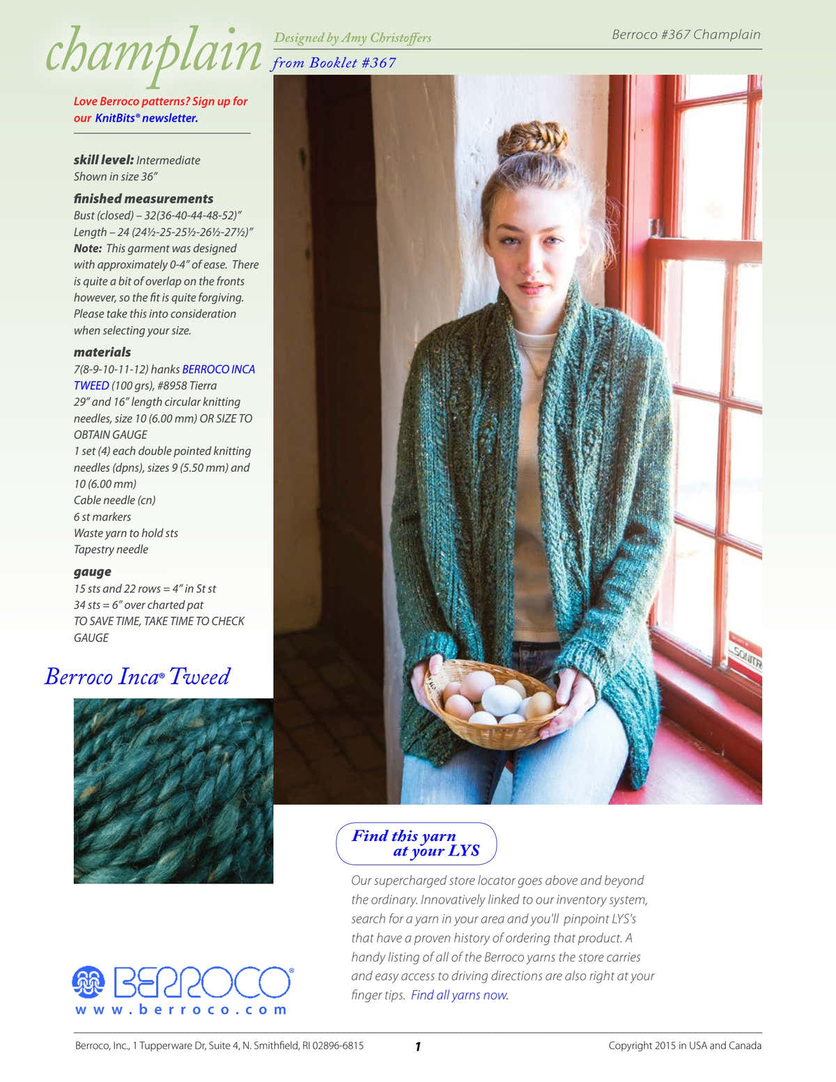 Berroco Champlain Cardigan Knitting Pattern