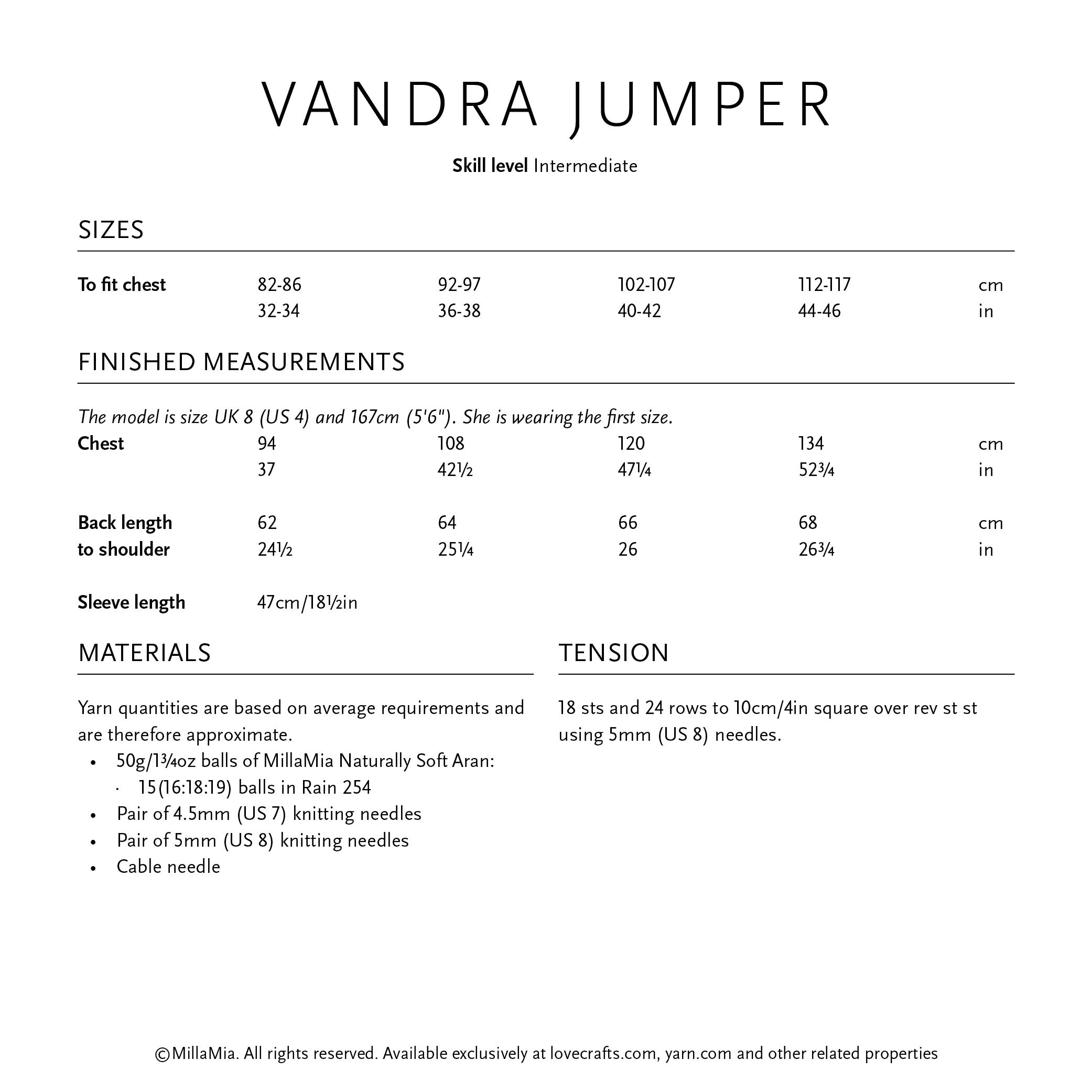 MillaMia Vandra Jumper Knitting Pattern