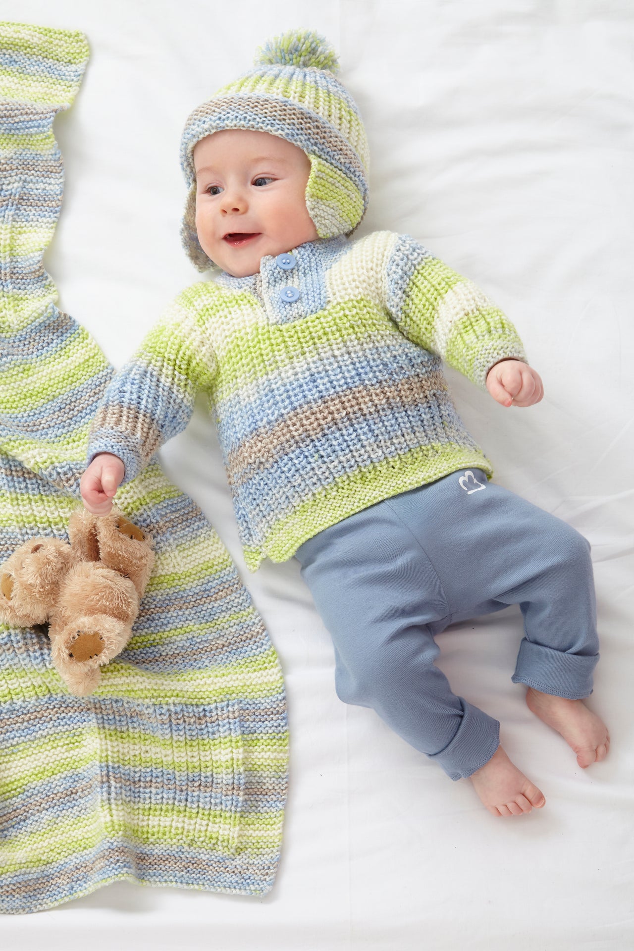 Babies Jacket, Gilet, Sweater, Hat & Blanket in King Cole Cutie Pie DK - P6031 - Leaflet