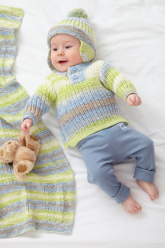 Babies Jacket, Gilet, Sweater, Hat & Blanket in King Cole Cutie Pie DK - P6031 - Leaflet