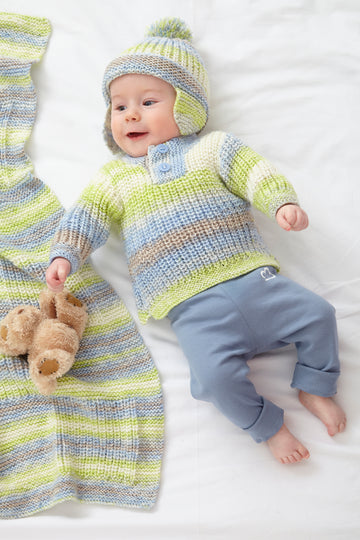 Babies Jacket, Gilet, Sweater, Hat & Blanket in King Cole Cutie Pie DK - P6031 - Leaflet