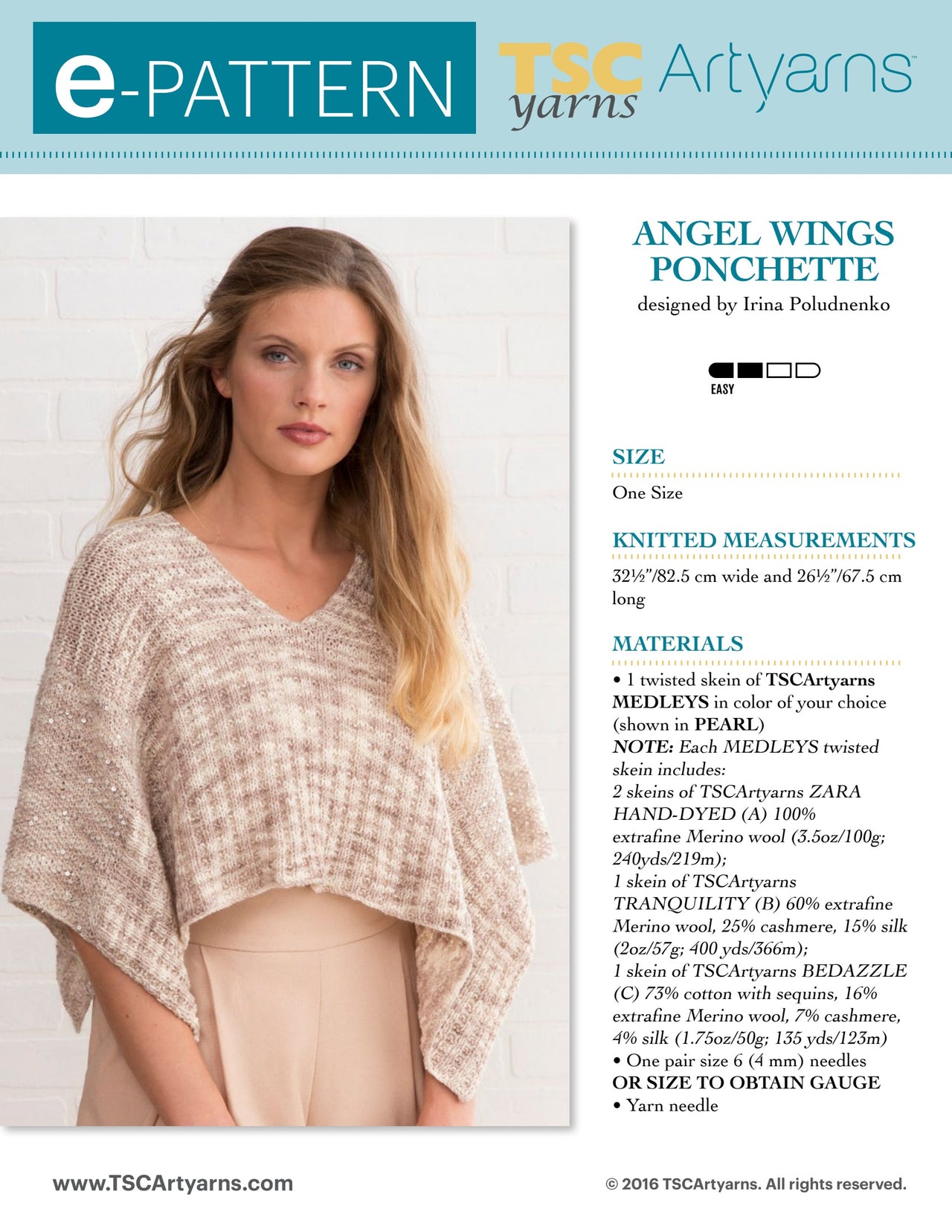 TSCArtyarns Angel Wings Ponchette Cape Knitting Pattern