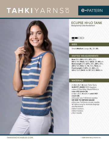 Tahki Yarns Eclipse Hi-Lo Tank Knitting Pattern
