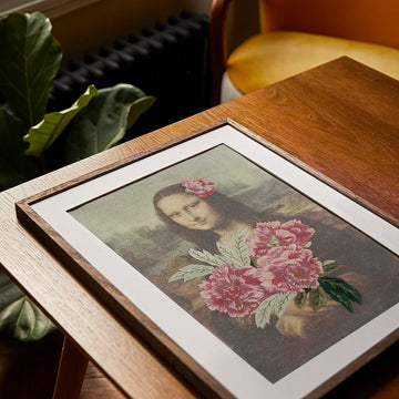 Inspired by Mona Lisa & Peony Branches, Leonardo Da Vinci & P.J Redouté, Le Louvre, Embroidery Kit
