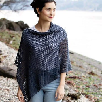 Churchmouse Studio Easy Eyelet Poncho & Wrap in Rowan Softyak, Kidsilk Haze, Creative Linen