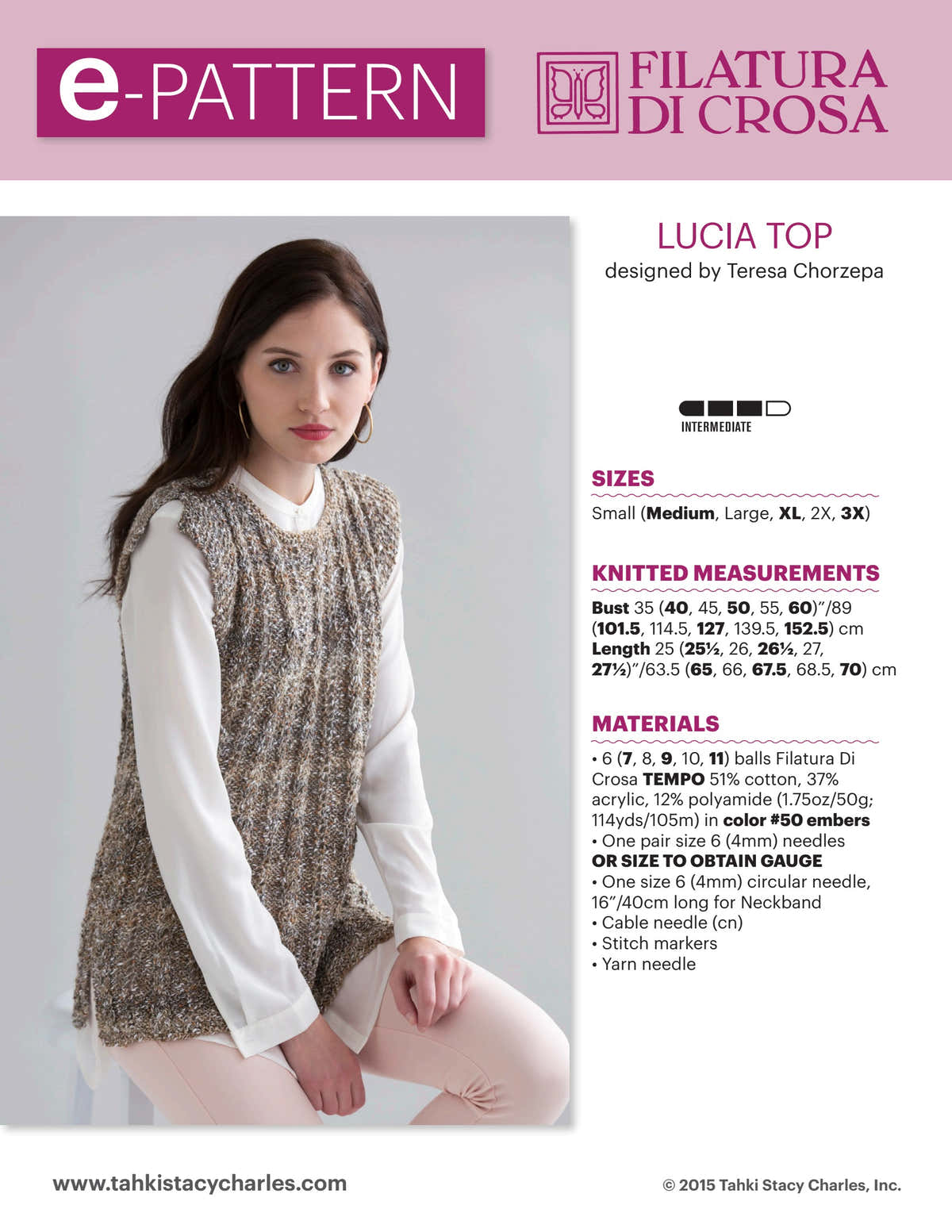 Filatura Di Crosa Lucia Top Vest Knitting Pattern