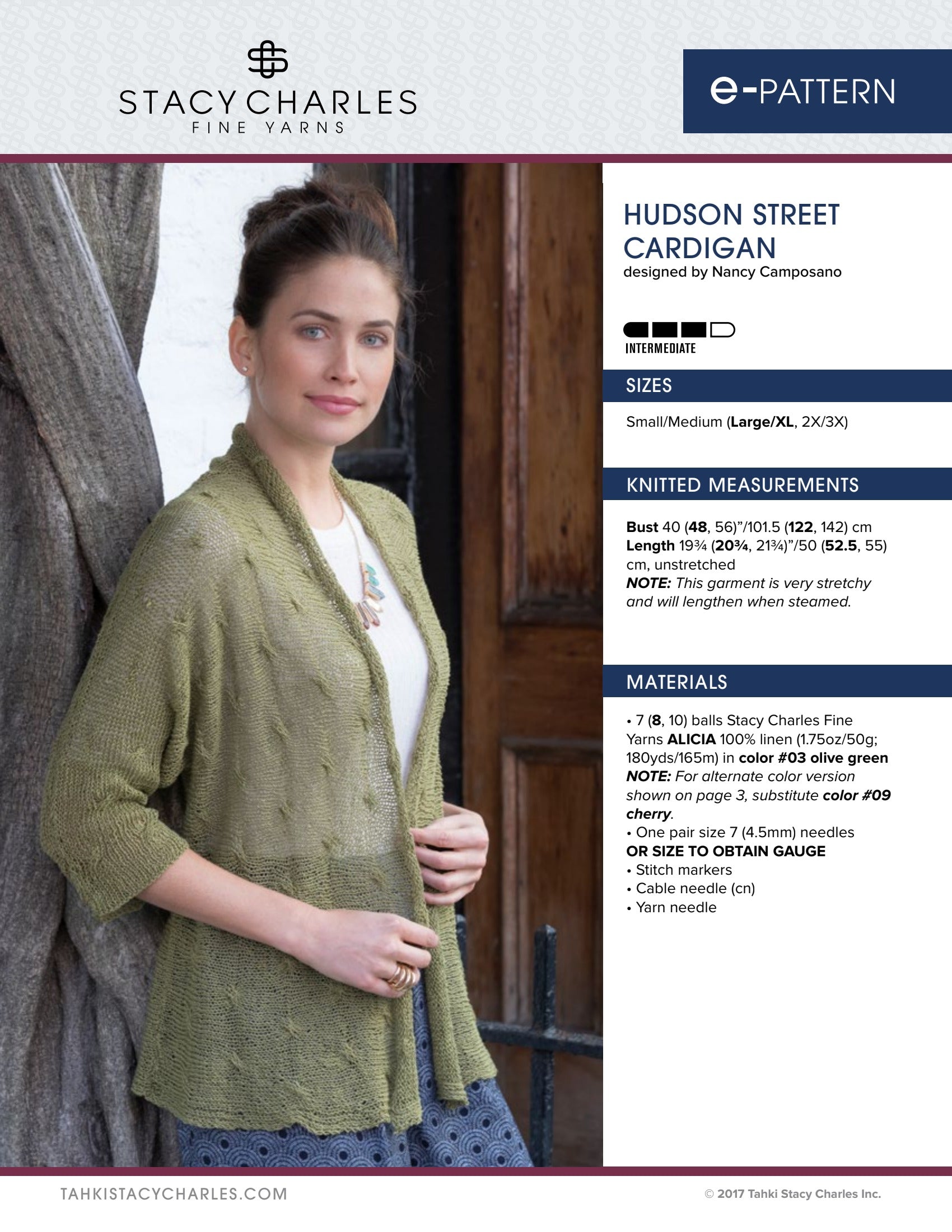 Stacy Charles Fine Yarns Hudson Street Cardigan Knitting