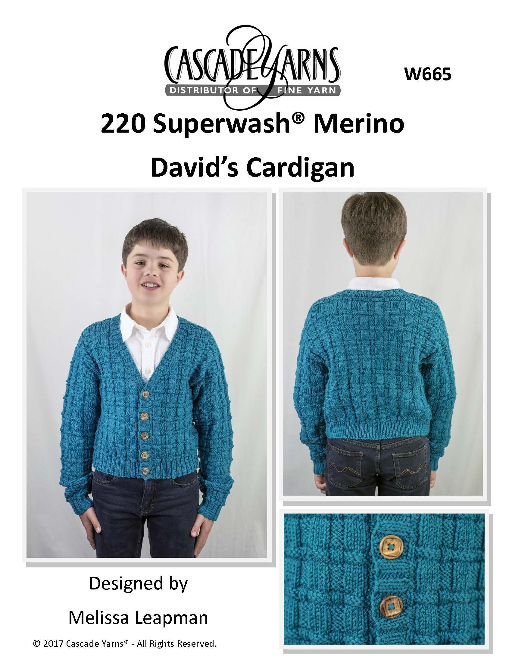 David's Cardigan in Cascade Yarns 220 Superwash Merino - Free