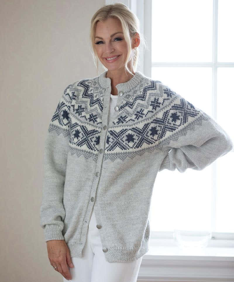 Mikkal Cardigan in Viking Garn Alpaca Storm