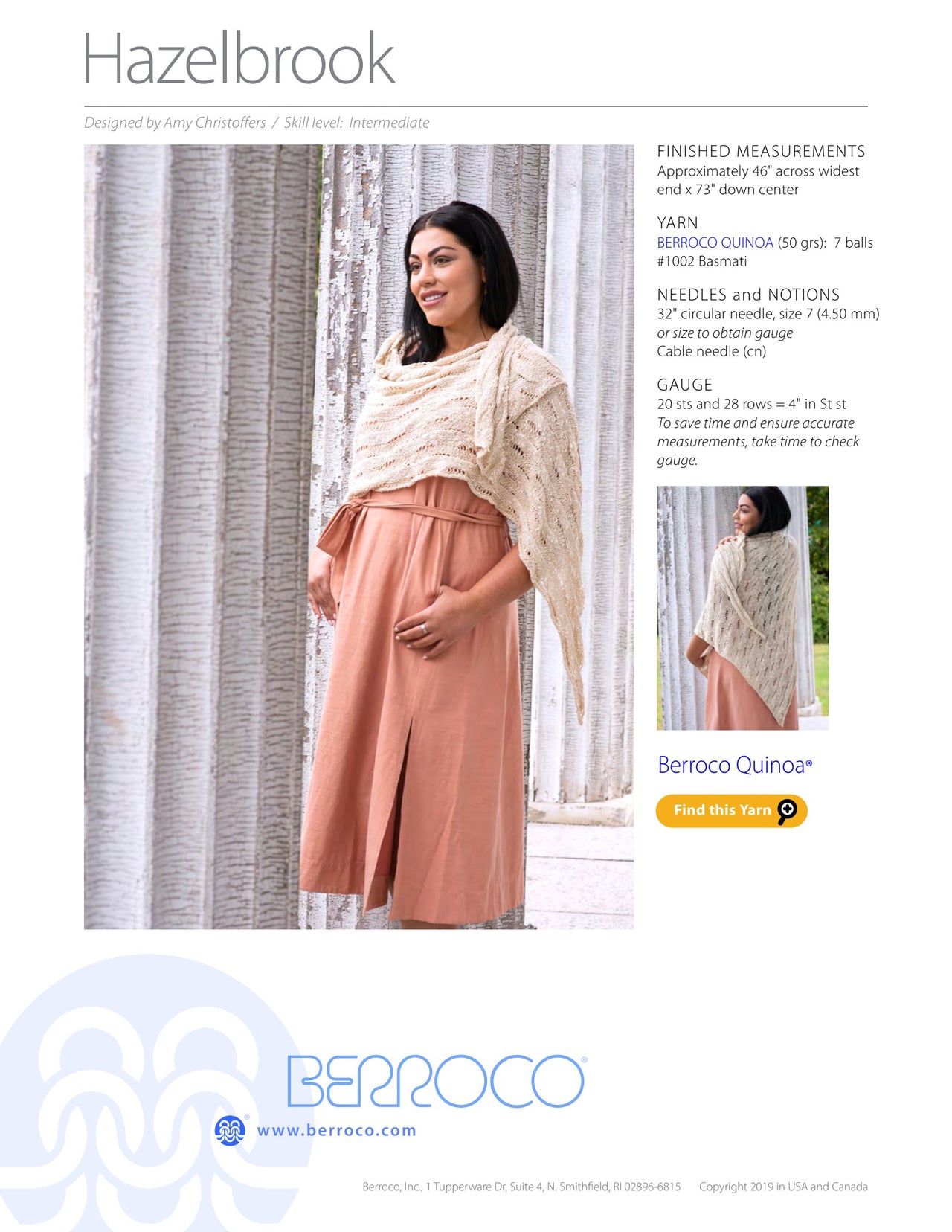 Berroco Hazelbrook Wrap Knitting Pattern