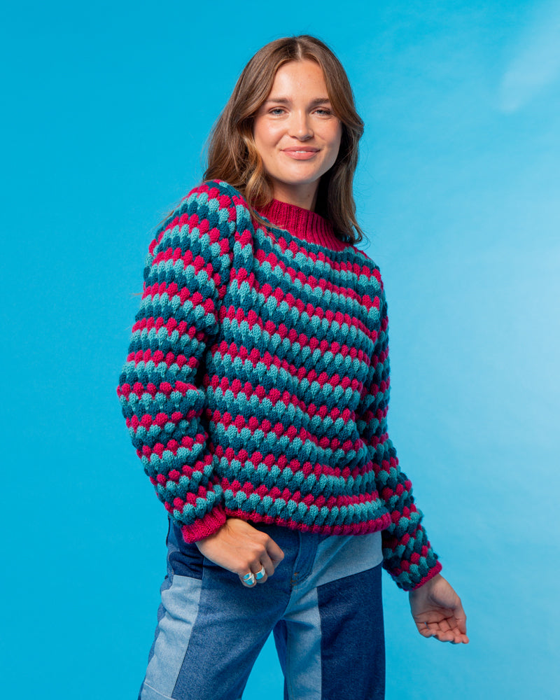 Paintbox Yarns Be Bold Bubble Stitch Sweater Knitting
