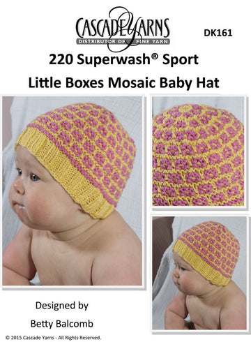 Little Boxes Mosaic Baby Hat in Cascade 220 Superwash Sport - DK161 - Free PDF