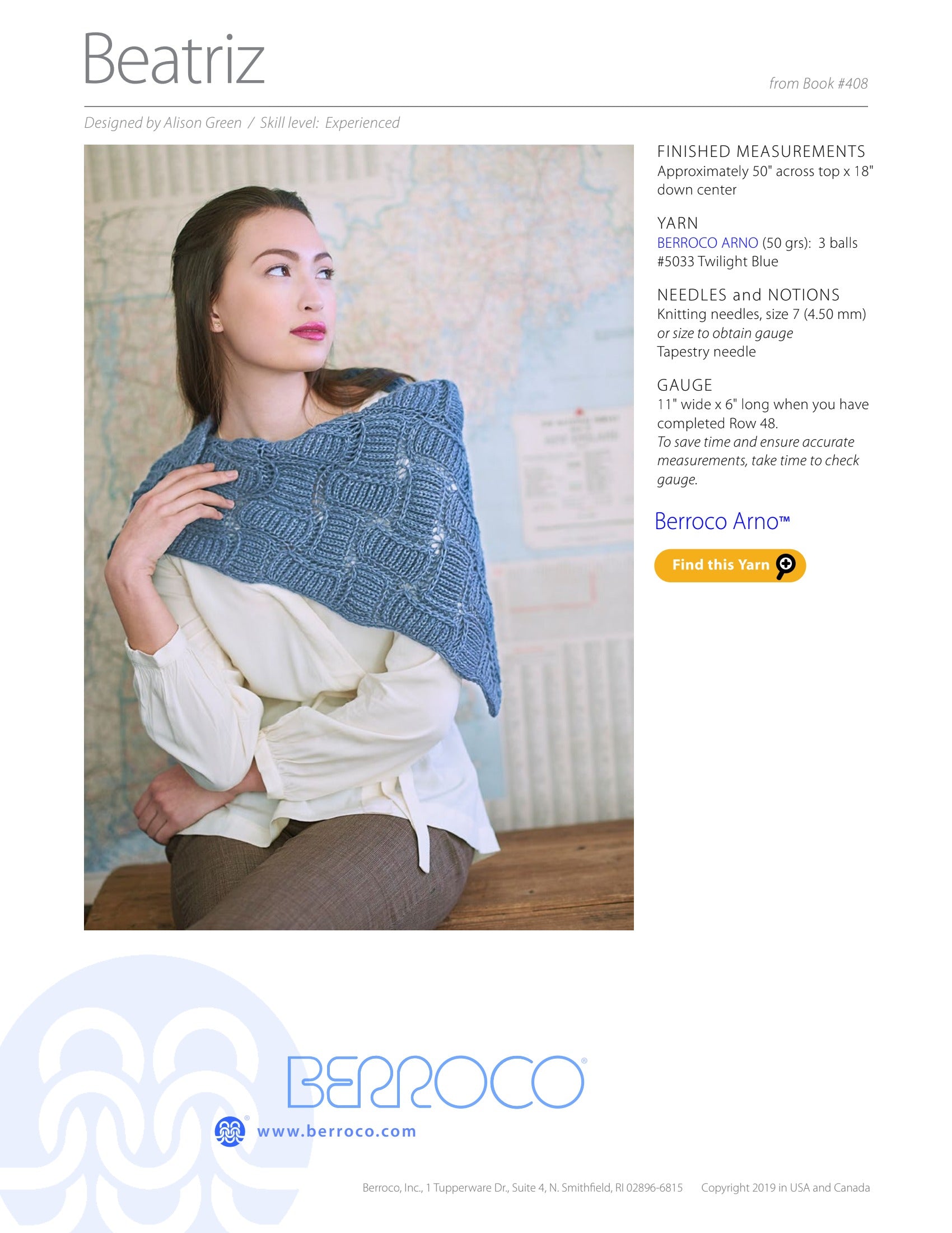 Berroco Beatriz Wrap Knitting Pattern