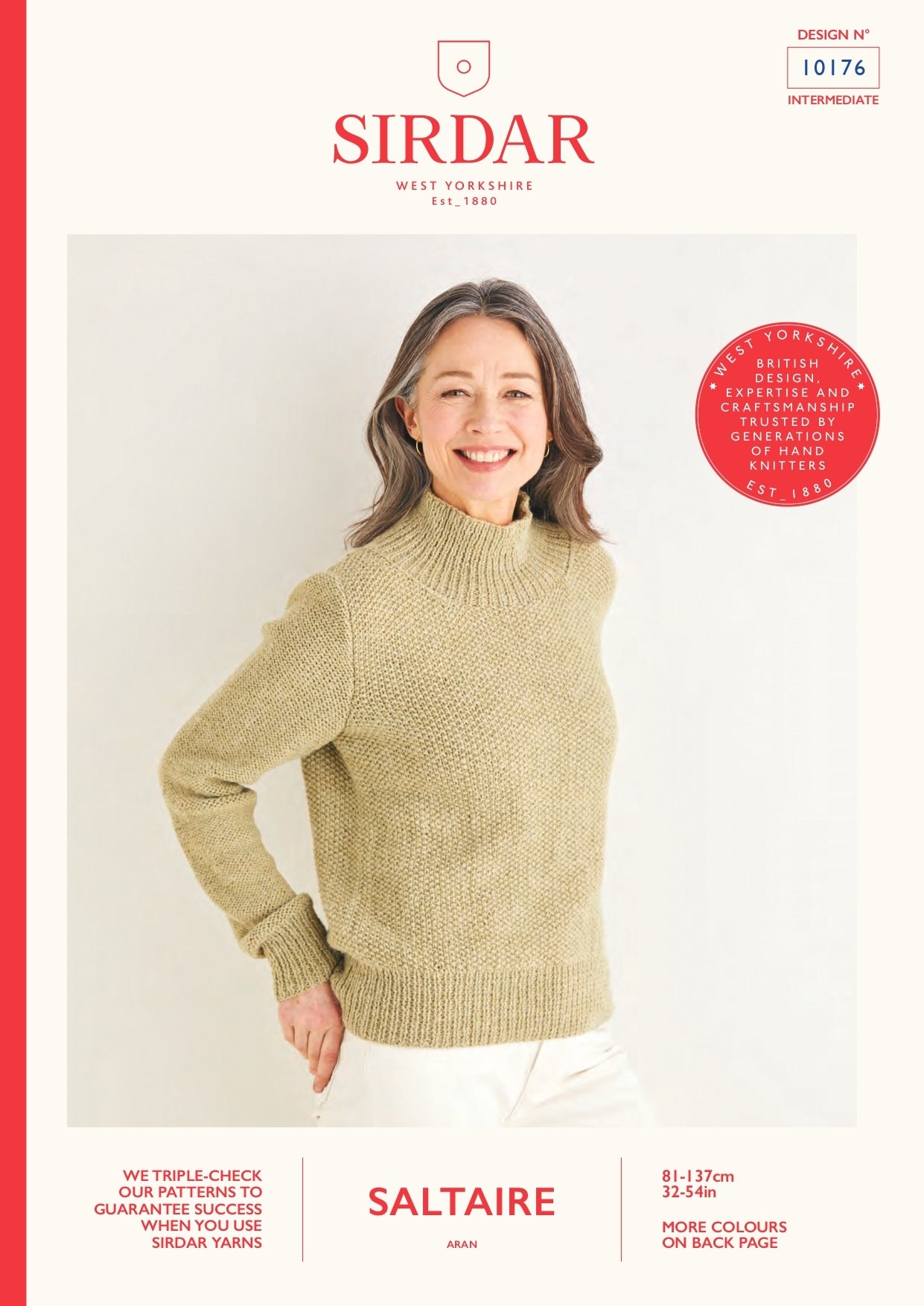 Sirdar Funnel Neck Moss Stitch Sweater Knitting Pattern