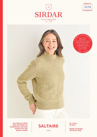Sirdar Funnel Neck Moss Stitch Sweater Knitting Pattern