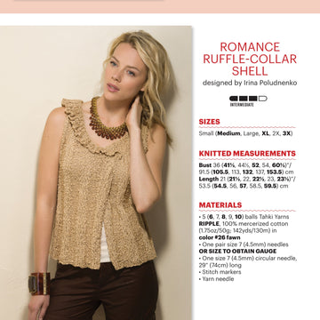 Tahki Yarns Romance Ruffle Collar Shell Knitting Pattern
