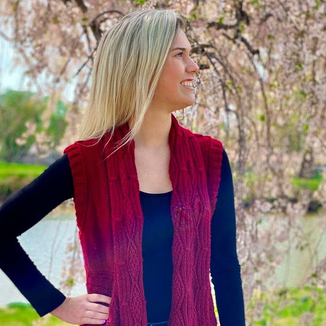 Plymouth Yarn Women's Long Vest Waistcoat Knitting Pattern