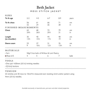 Willow & Lark Beth Jacket Knitting Pattern